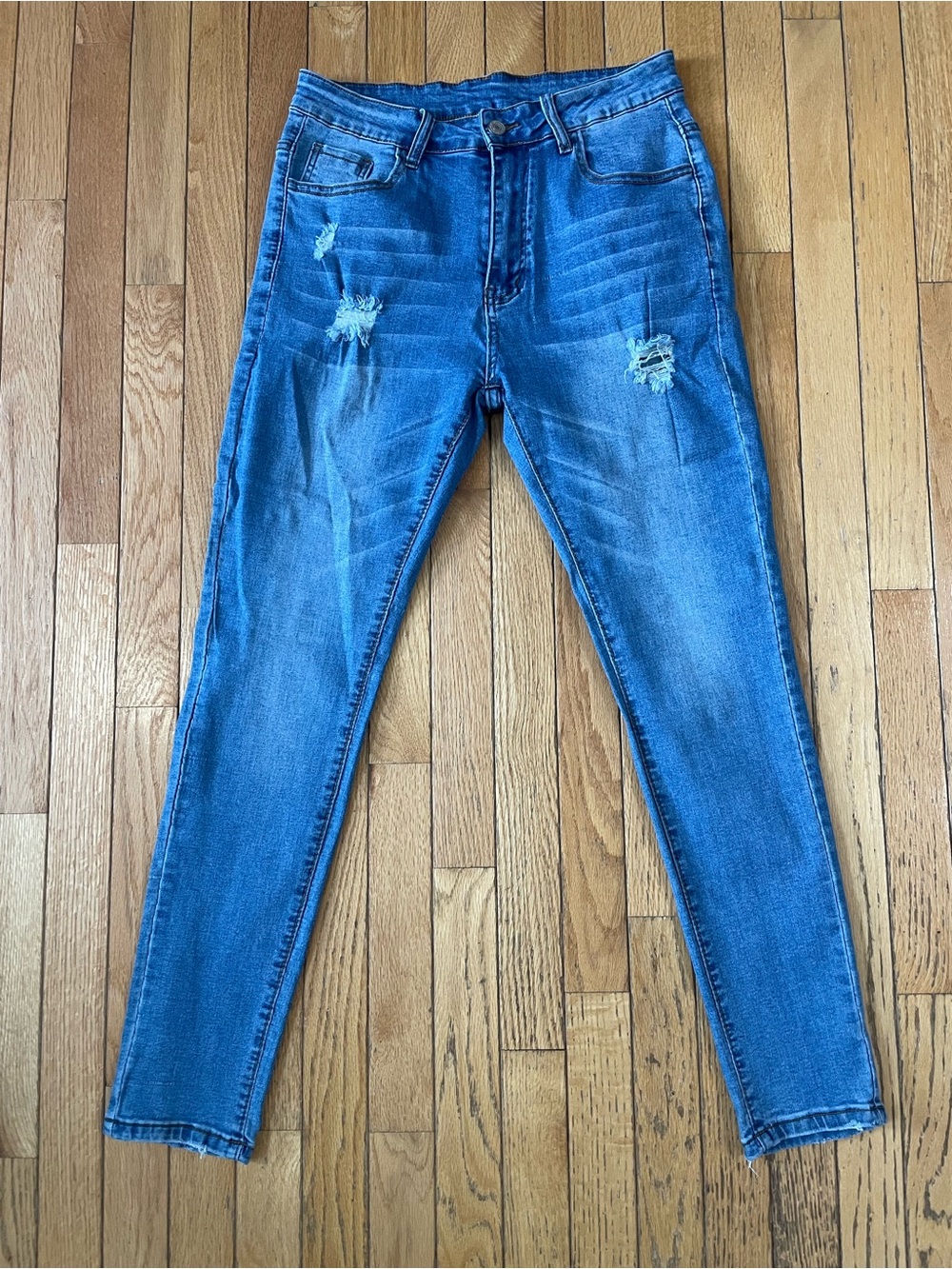KUNMI Denim Jeans - Light Blue Distressed Wash